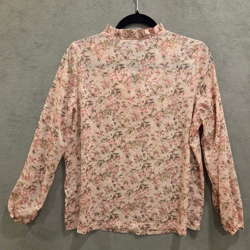 Vianni Plus Sheer Floral Blouse Womens 36 (8/10) Ruffle Coquette Cottage Boho - Picture 3 of 8